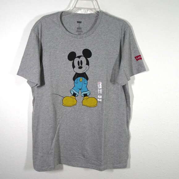 Disney & Levi's Mickey Mouse T-Shirt Men's Size XL Gray 90th Birthday - Picture 1 of 8